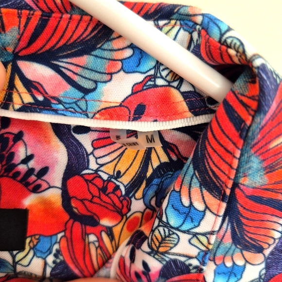 Bugatchi Men’s Shaped Fit Floral Cotton Button Down Shirt – Size Medium - Picture 3 of 5